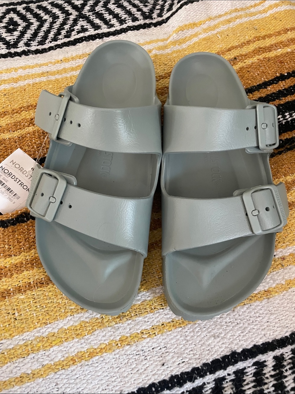 Birkenstock Two-Buckle Slides in Sage